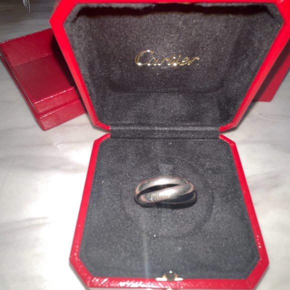 Cartier Jewelry - AUTHENTIC CARTIER CLASSIC WHITE GOLD & CERAMIC TRINITY RING-Size 58MM w/Box&Case